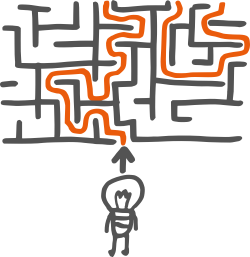 Labyrinth Fuer manche erwachsene Hochbegabte (Intelligenzquotient IQ von 130 oder mehr) stellt sich der Lebensweg wie das Umherirren in einem Labyrinth dar. Die Quantenspringer helfen, einen Weg durch das Labyrinth zu finden